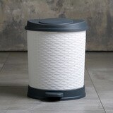 바스클립 라탄 페달형 키친 쓰레기통 21L, 화이트