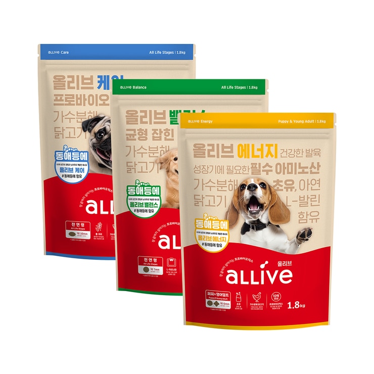 올리브 애견사료 1.8kg x 2 (에너지/밸런스/케어) 올리브 애견사료 1.8kg x 2 (에너지/밸런스/케어)