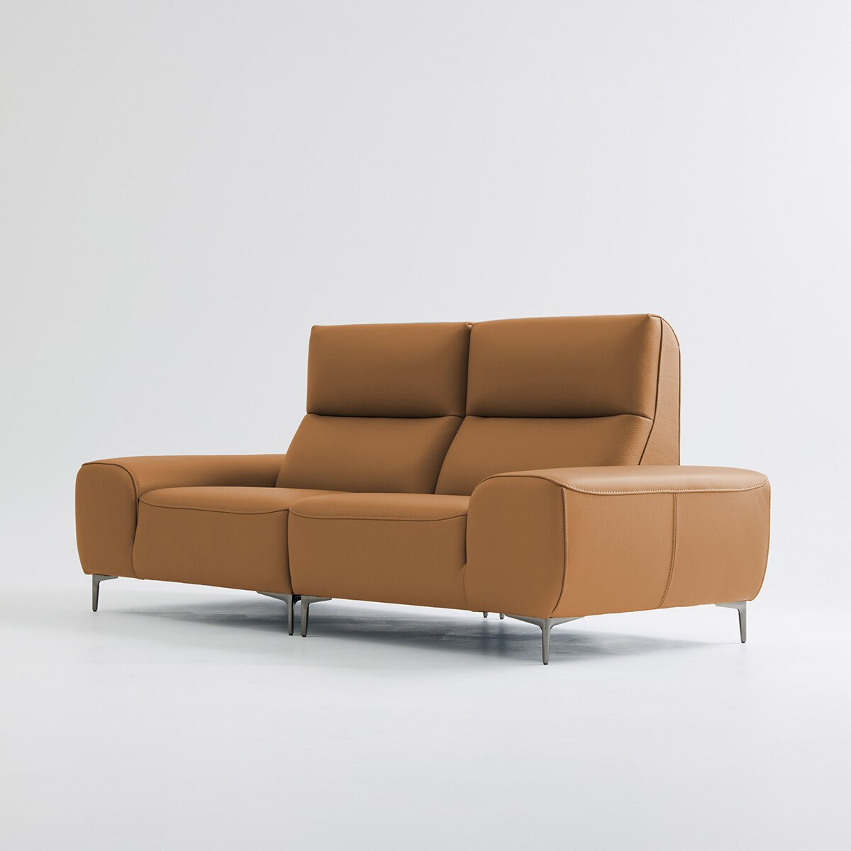 UND NA17 전체 천연 이태리 슈렁큰통가죽 3인 소파 - 허니브라운