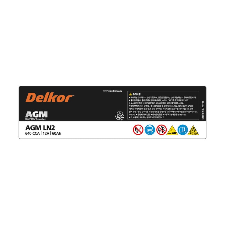 Delkor Battery AGM LN2 640CCA 12V 60Ah