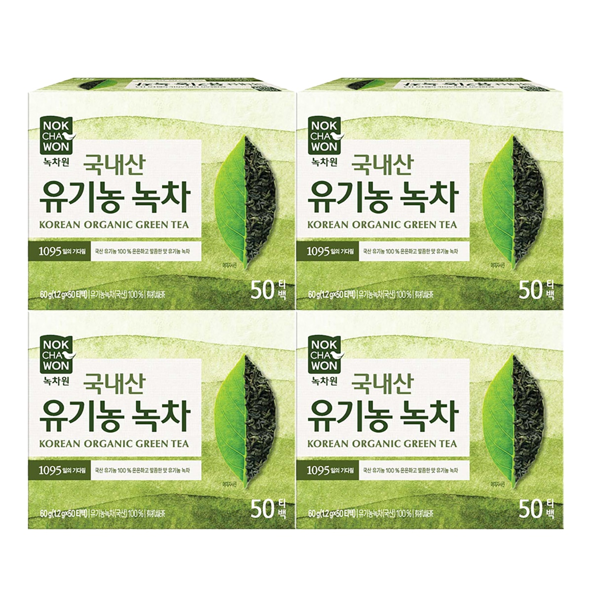 녹차원 유기농 순수녹차 1.2g x 50티백 x 4