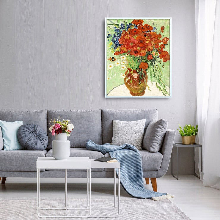 지클레 그림 액자 60x50cm - 고흐, 데이지와 양귀비가 있는 꽃병 지클레 그림 액자 60x50cm - 고흐, 데이지와 양귀비가 있는 꽃병