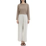 르샵 여성 핀턱 와이드 팬츠 - 라이트 베이지, M