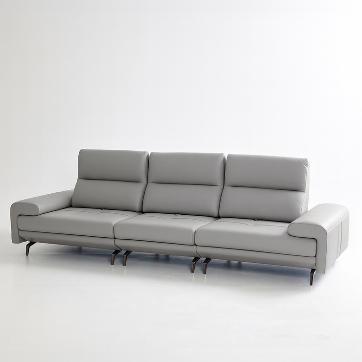 UND 에디션 NA16 통가죽 스윙 소파 4인 - 라이트그레이