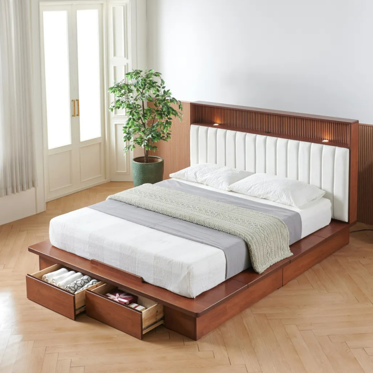 웨일슬립 루체 원목 침대프레임 - 라지킹