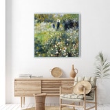 지클레 그림 액자 76x76cm - 르누아르, 정원에서 파라솔을 든 여자