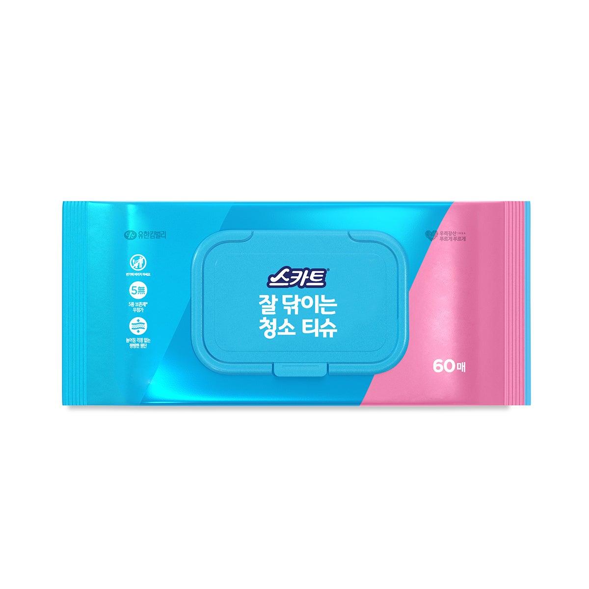 스카트 잘 닦이는 청소 티슈 60매 x 8팩