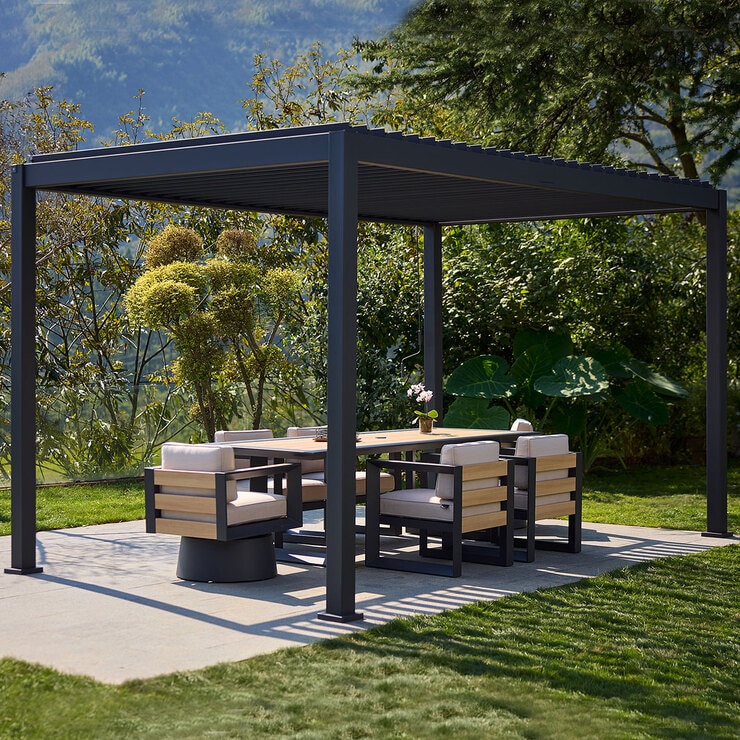Zhejiang Zhengte Louvered 1010 Pergola, Grey 2127216