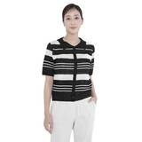 베네뜨 여성 카라 스트라이프 풀오버 니트