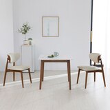 리비니아 NOVO 세라믹 2인 식탁세트 - 월넛(프레임(식탁&의자))+화이트(세라믹 상판)