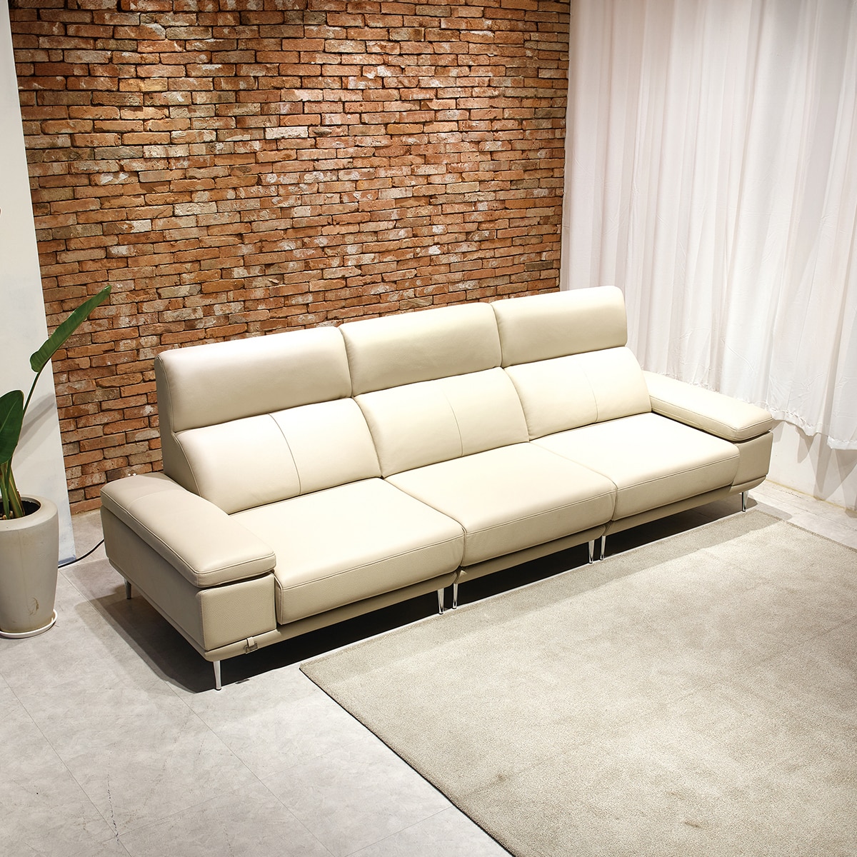 사트바 프라임 통가죽 슬라이딩 소파 4인