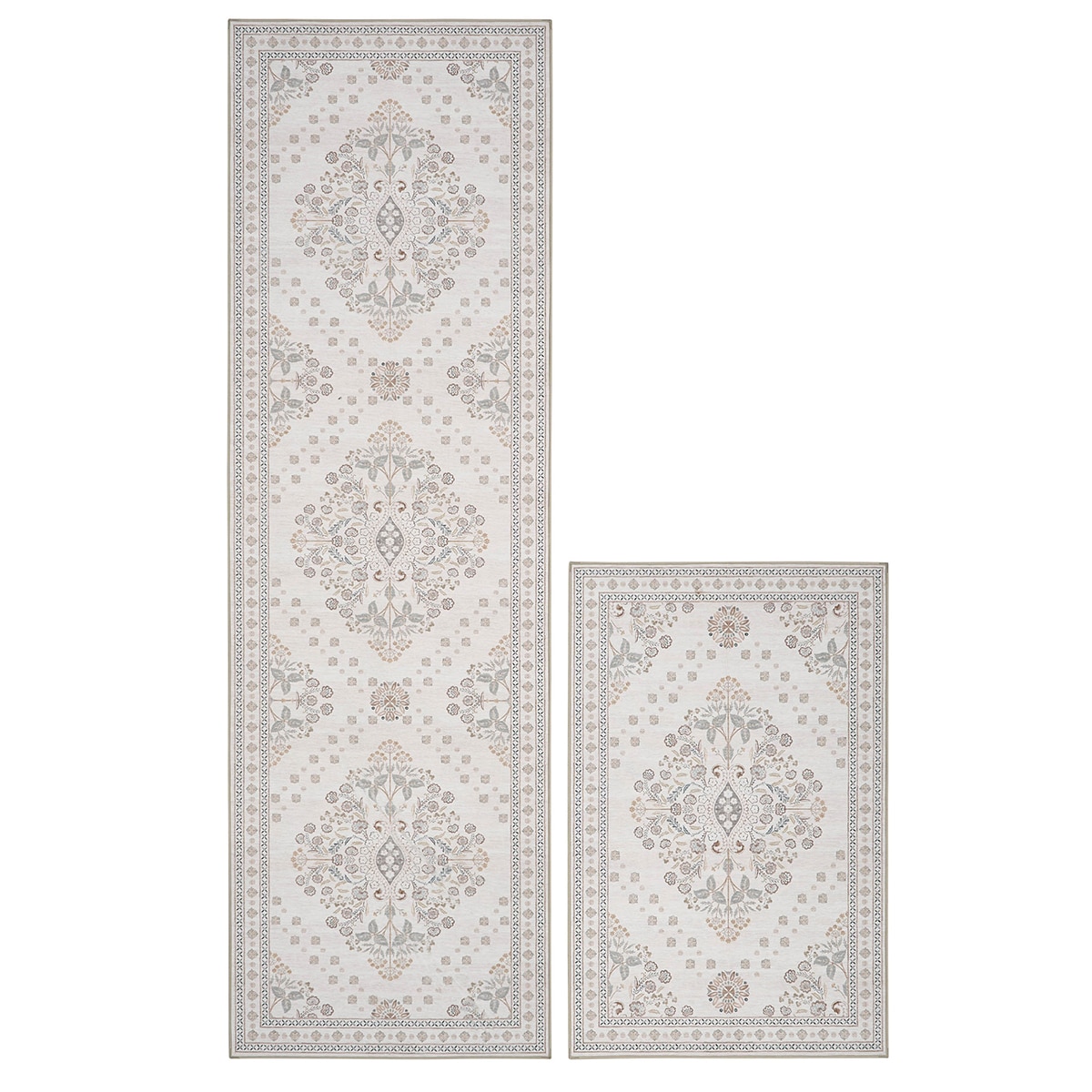 Wyatt&Ash 워셔블 러그 & 러너 세트 - 아이보리