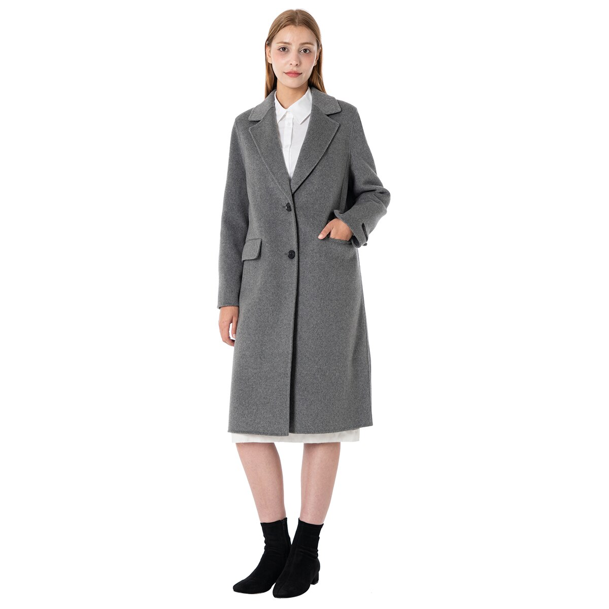 비지트 인 뉴욕 여성 캐시미어혼방 구스안감 코트