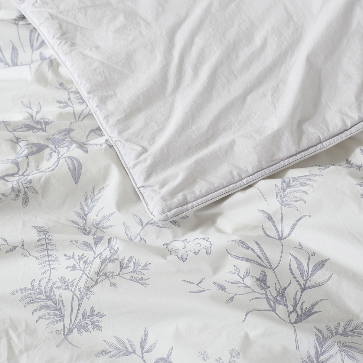 April At Home 80수면 프린트 파이핑 양모이불 - 싱글, 그레이