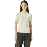리디아 바인 여성 수피마코튼 케이블 반소매 니트 - 아이보리