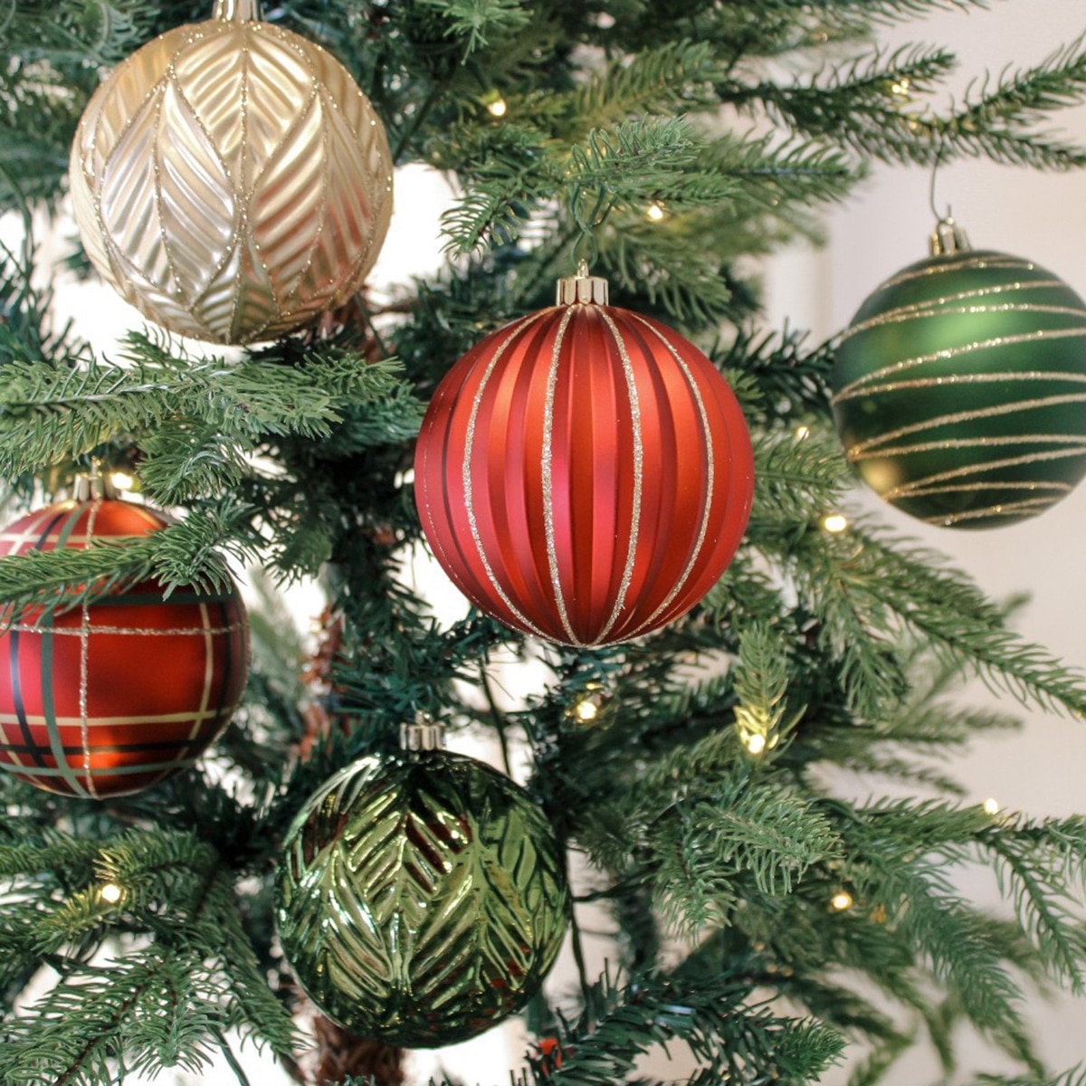 크리스마스 100mm 오너먼트 장식 18개 세트 - 레드/그린