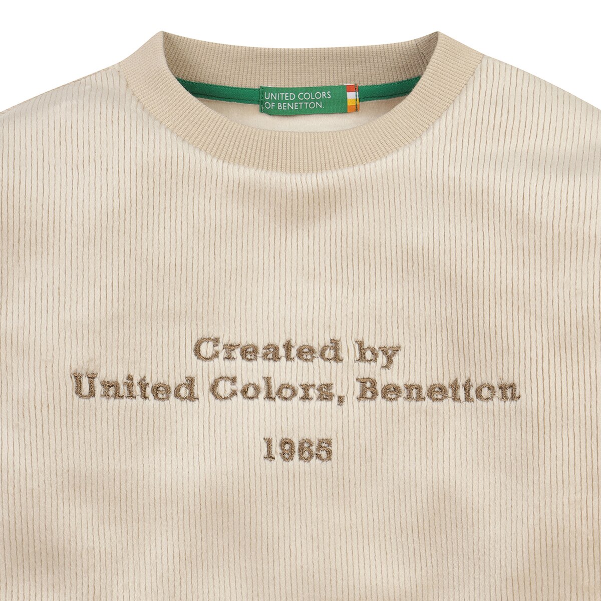 베네통 키즈 긴소매 벨루아 크루 - 베이지, 140