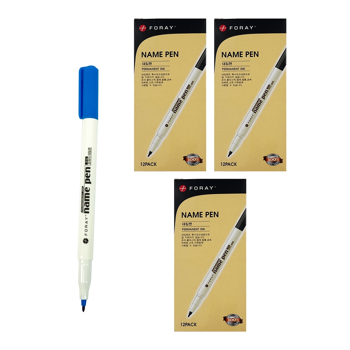 포레이 유성 네임펜 1.0mm 36개 - 청색 포레이 유성 네임펜 1.0mm 36개 - 청색