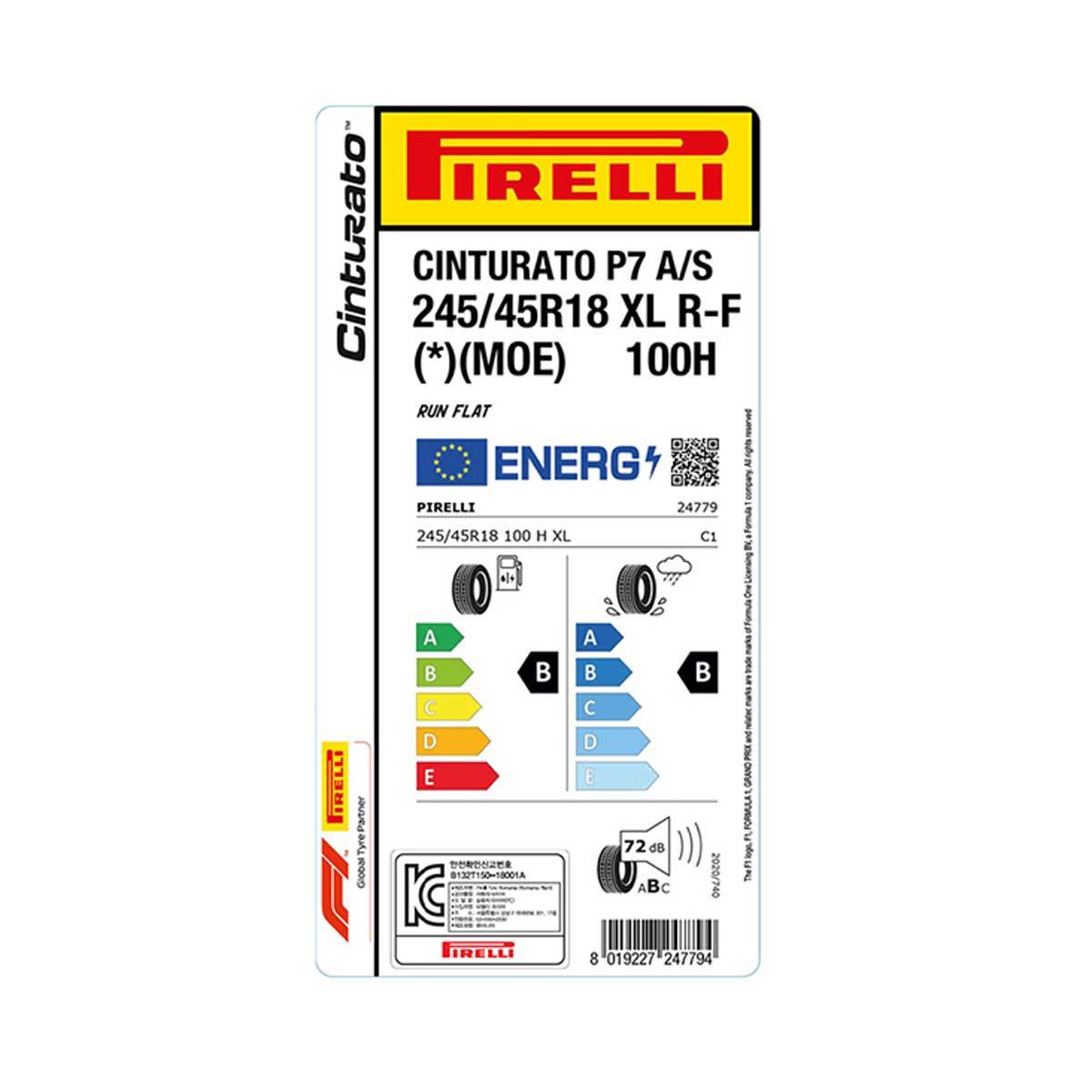 피렐리 신투라토 P7 올시즌 245/45R18 100H XL