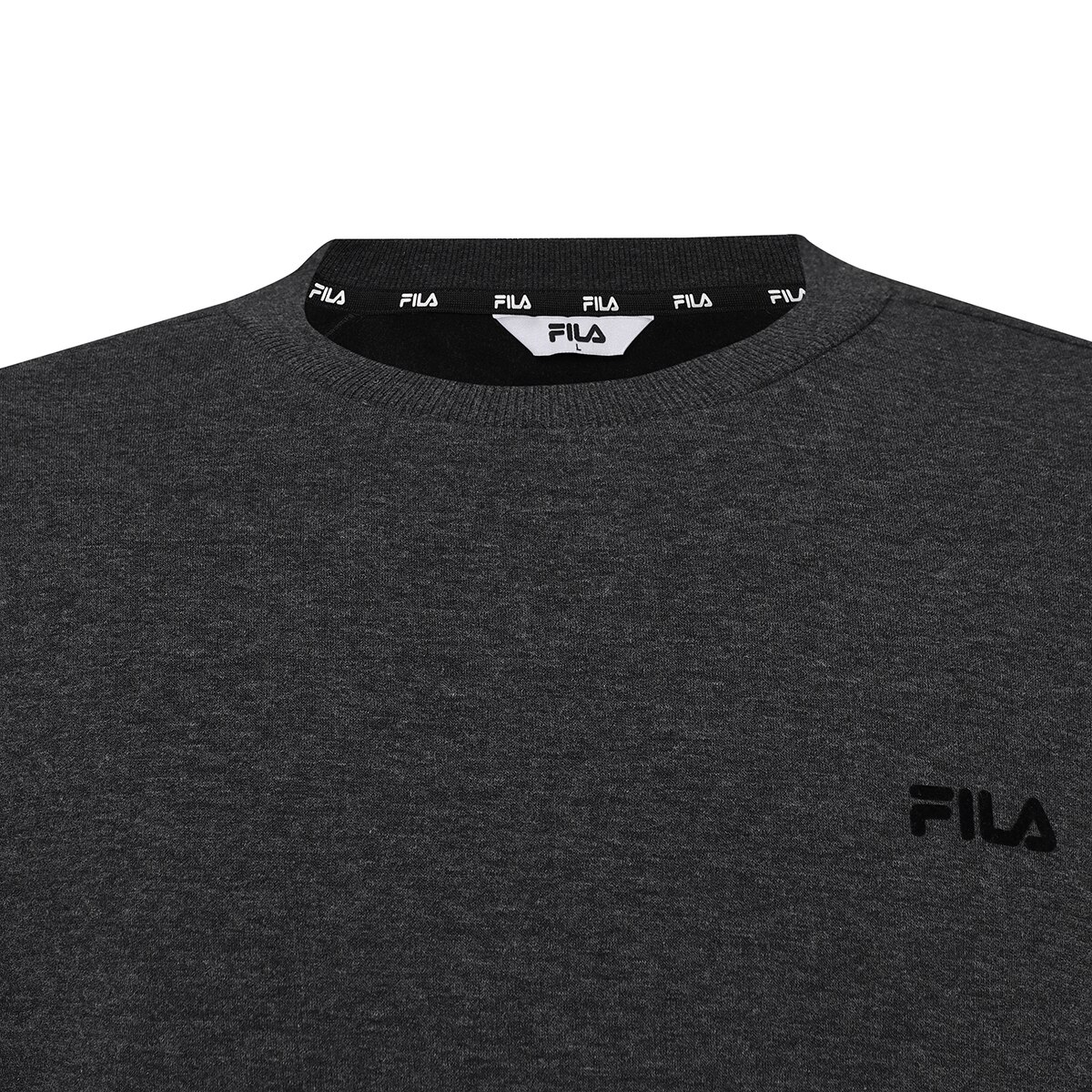 휠라 골프 남성 긴소매 융기모 크루넥 - 차콜, M