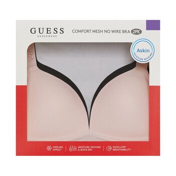 게스 메쉬 노와이어 로고밴드 브라 2매