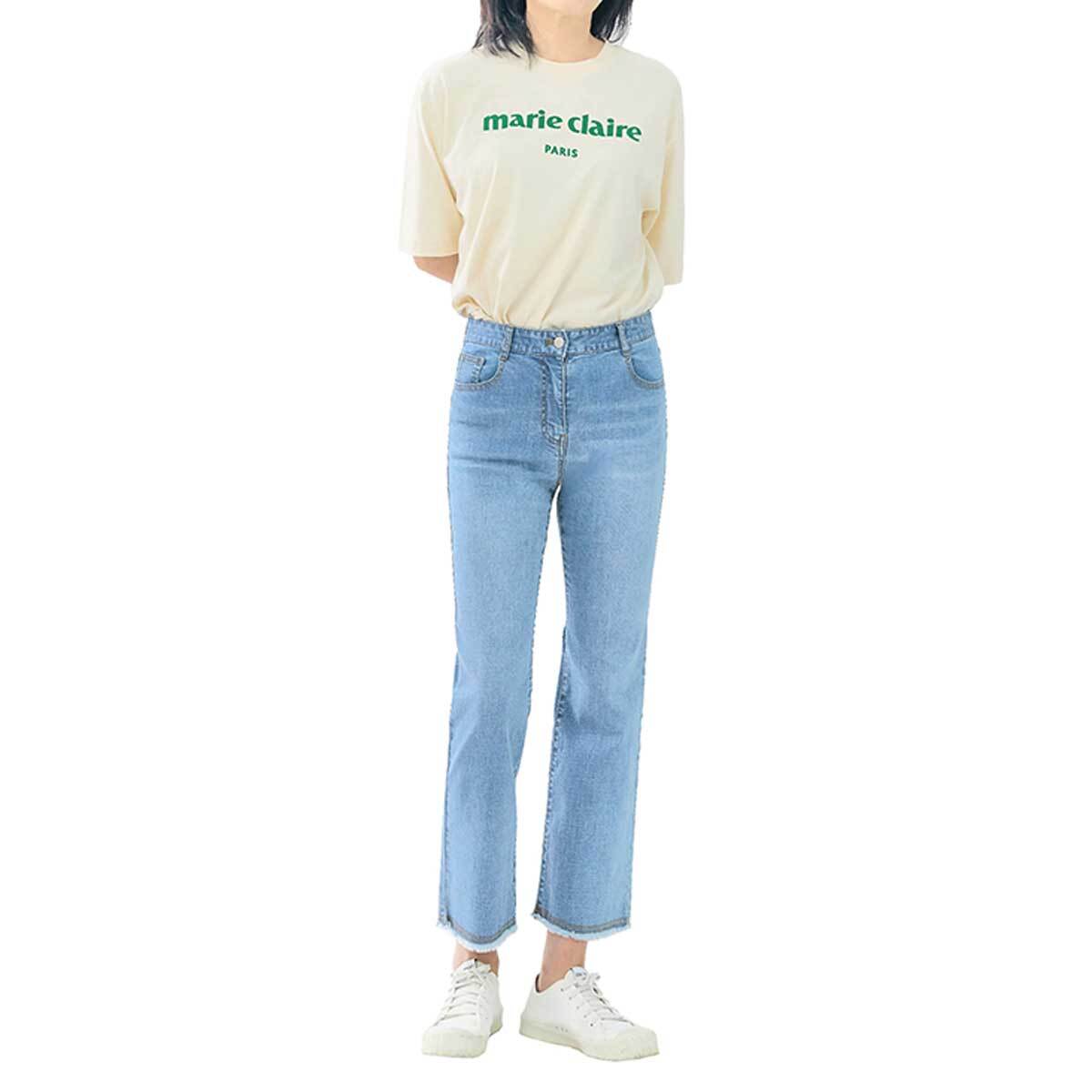 마리끌레르 여성 반소매 티셔츠 - 베이지
