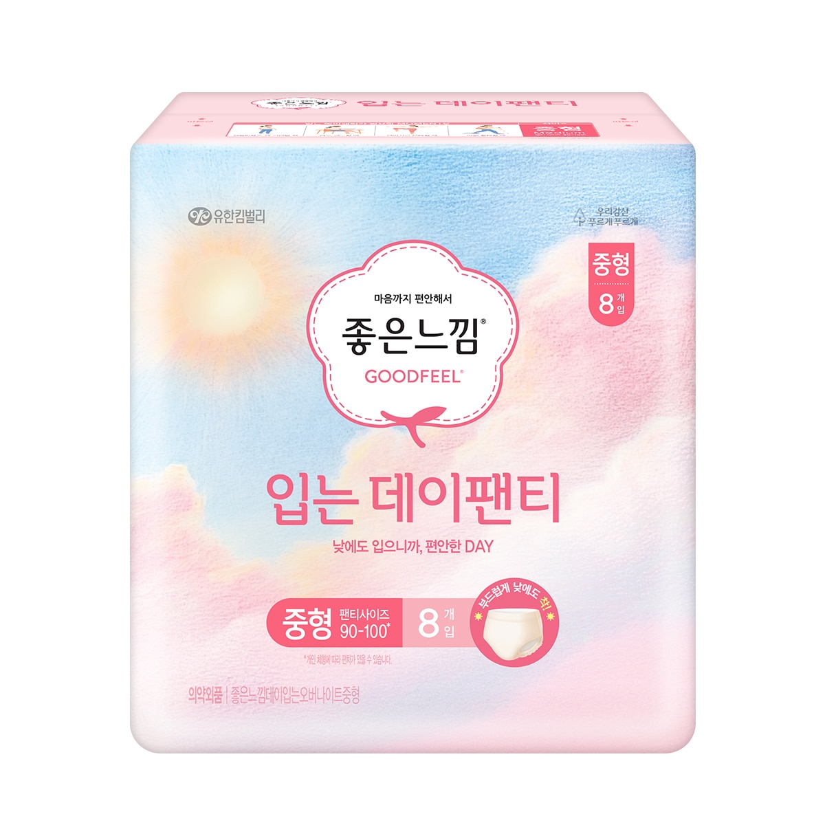 좋은느낌 입는데이팬티 중형 또는 대형 8개 x 4팩 - 중형