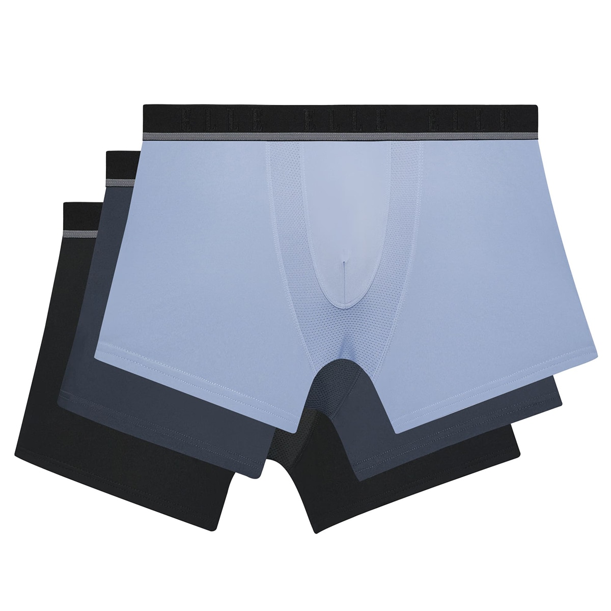 엘르 남성 스포츠 브리프 3 매 - 라이트블루/네이비블루/블랙, M(95)