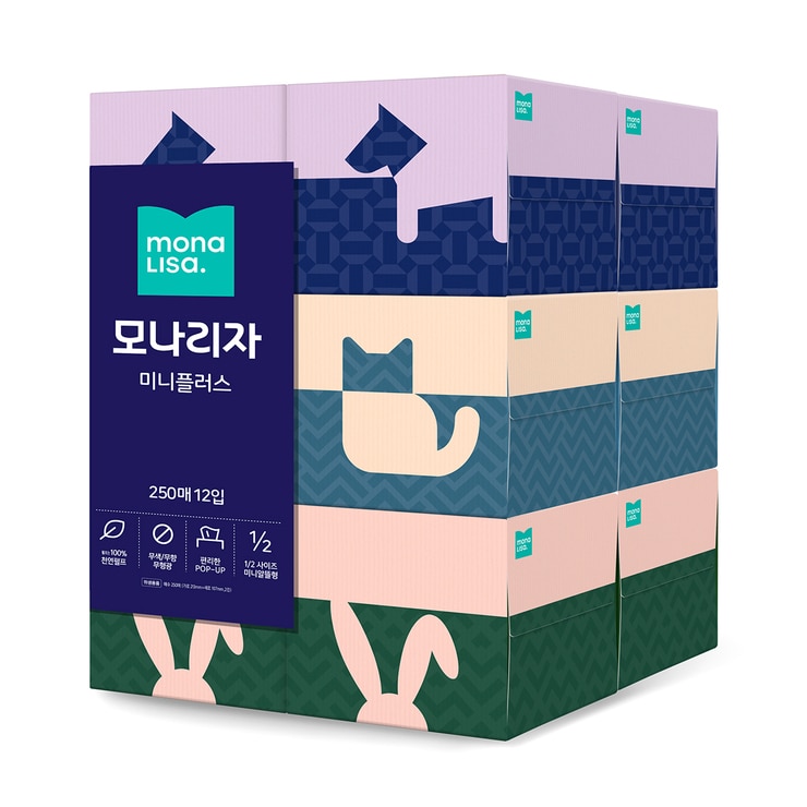 모나리자 미니플러스 미용티슈 250매 x 12 x 4팩 모나리자 미니플러스 미용티슈 250매 x 12 x 4팩