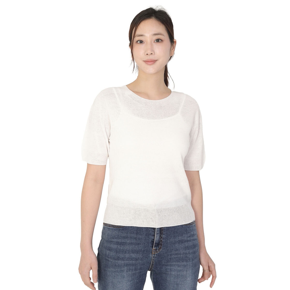 베네뜨 여성 홀가먼트 라운드넥 풀오버 - 아이보리