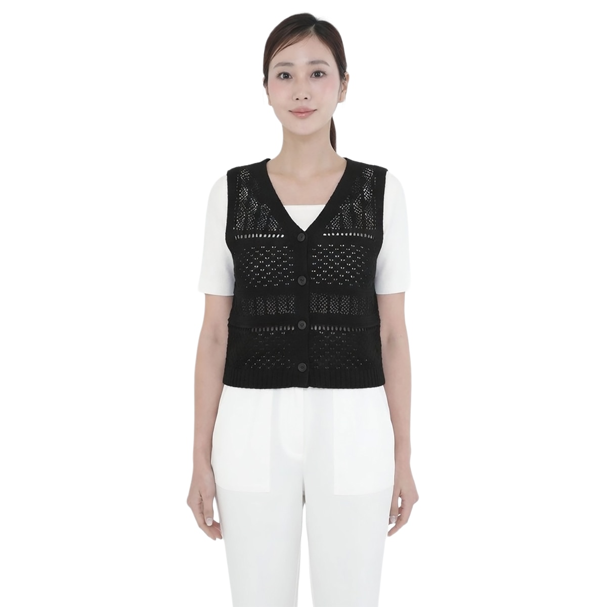 베네뜨 여성 크로셰 니트 베스트