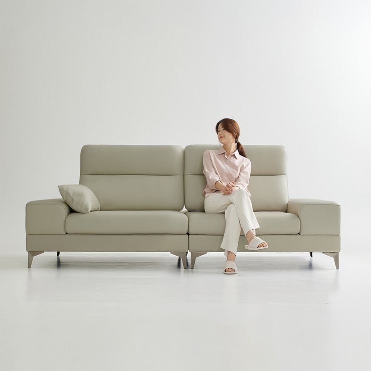UND 에디션 NA9 통가죽 소파 3.5인 - 라이트 그레이 UND 에디션 NA9 통가죽 소파 3.5인 - 라이트 그레이