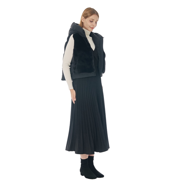 SOUP 여성 인조퍼 다운 베스트 - 블랙, S