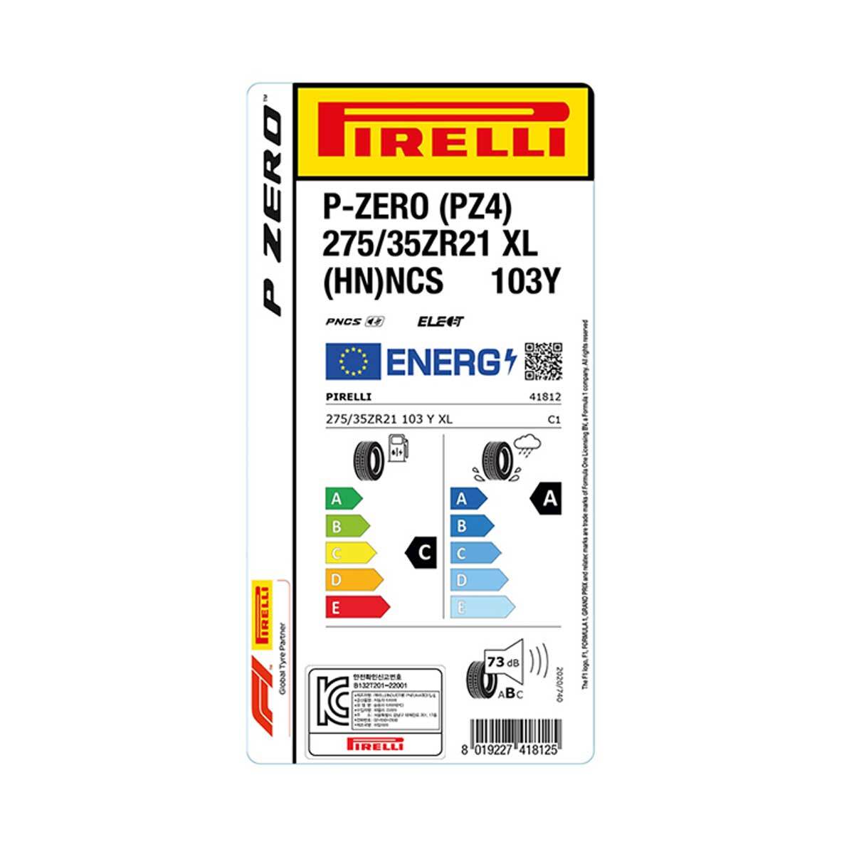 피렐리 피제로 275/35ZR21 103Y XL NCS ELT