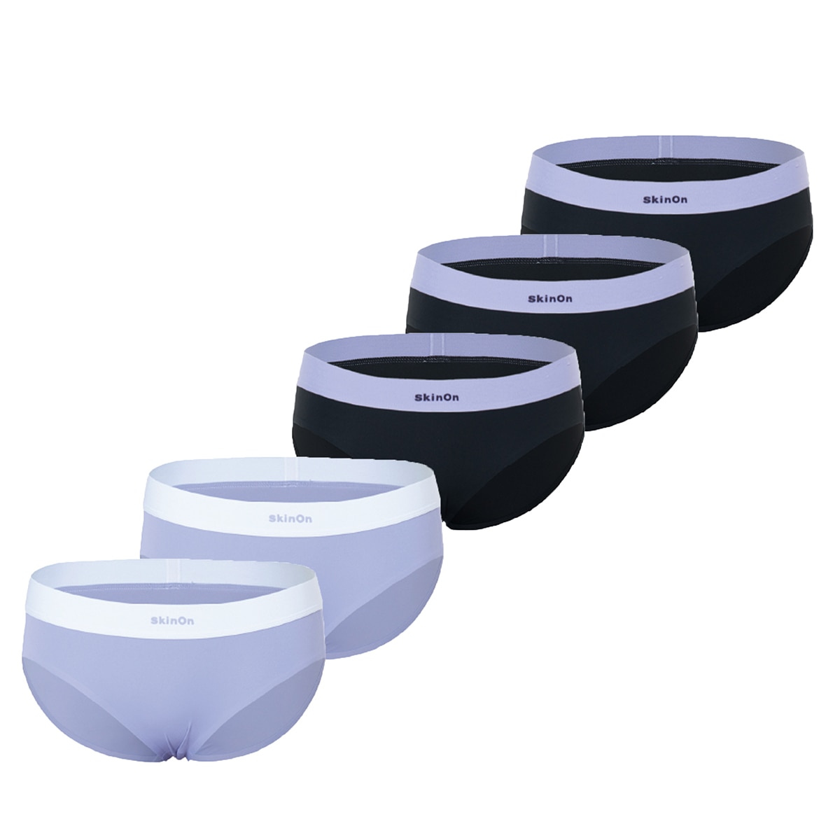 스킨온 여성 스포티 팬티 5매 - 페리윙클/보이드블랙, S