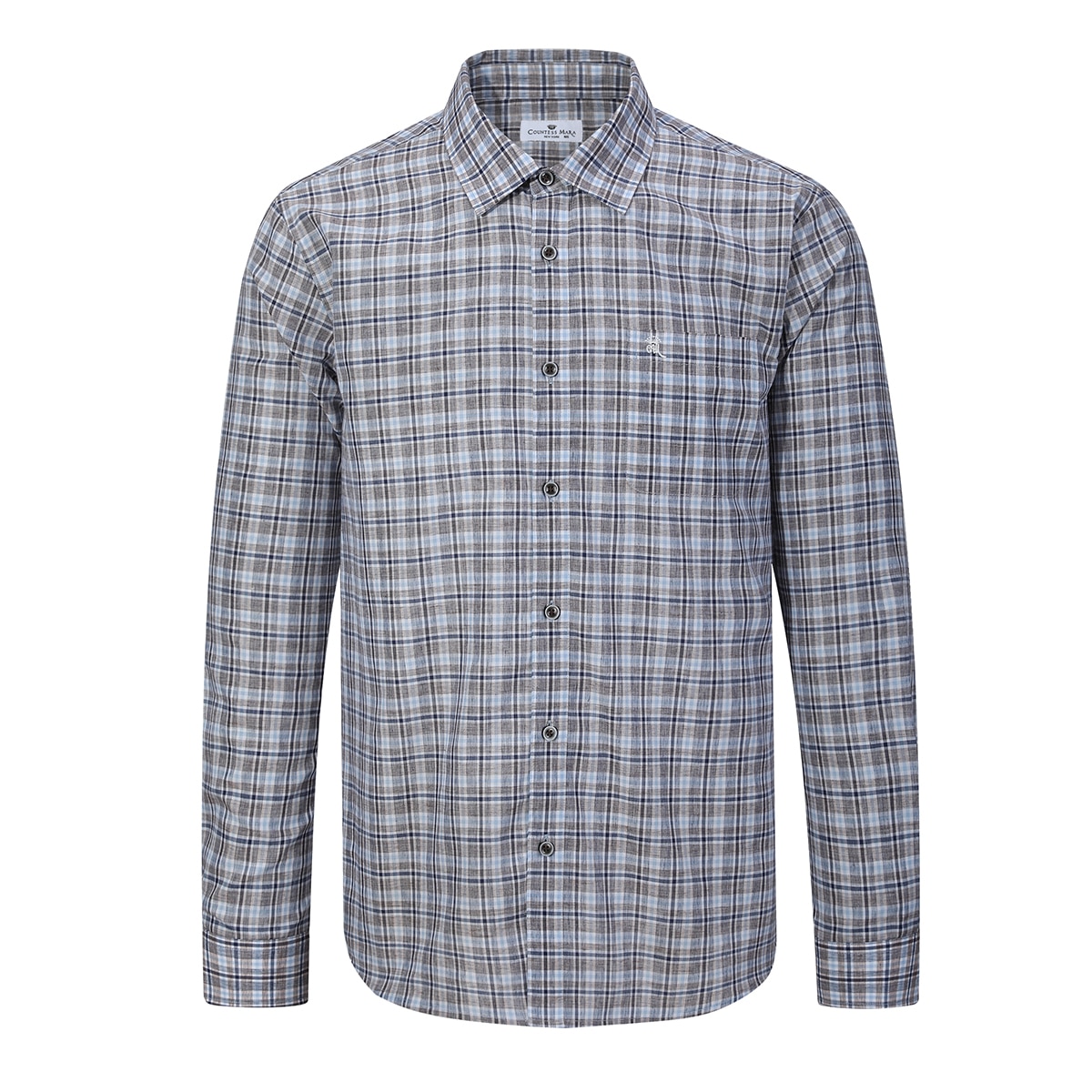 카운테스마라 남성 긴소매 린넨 셔츠 - 브라운, S