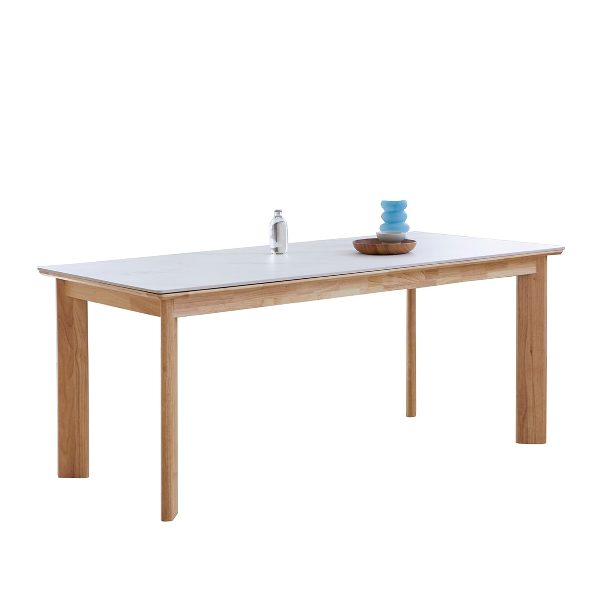 헤이지 세라믹 식탁 세트 6인 - 내츄럴, 마블 화이트