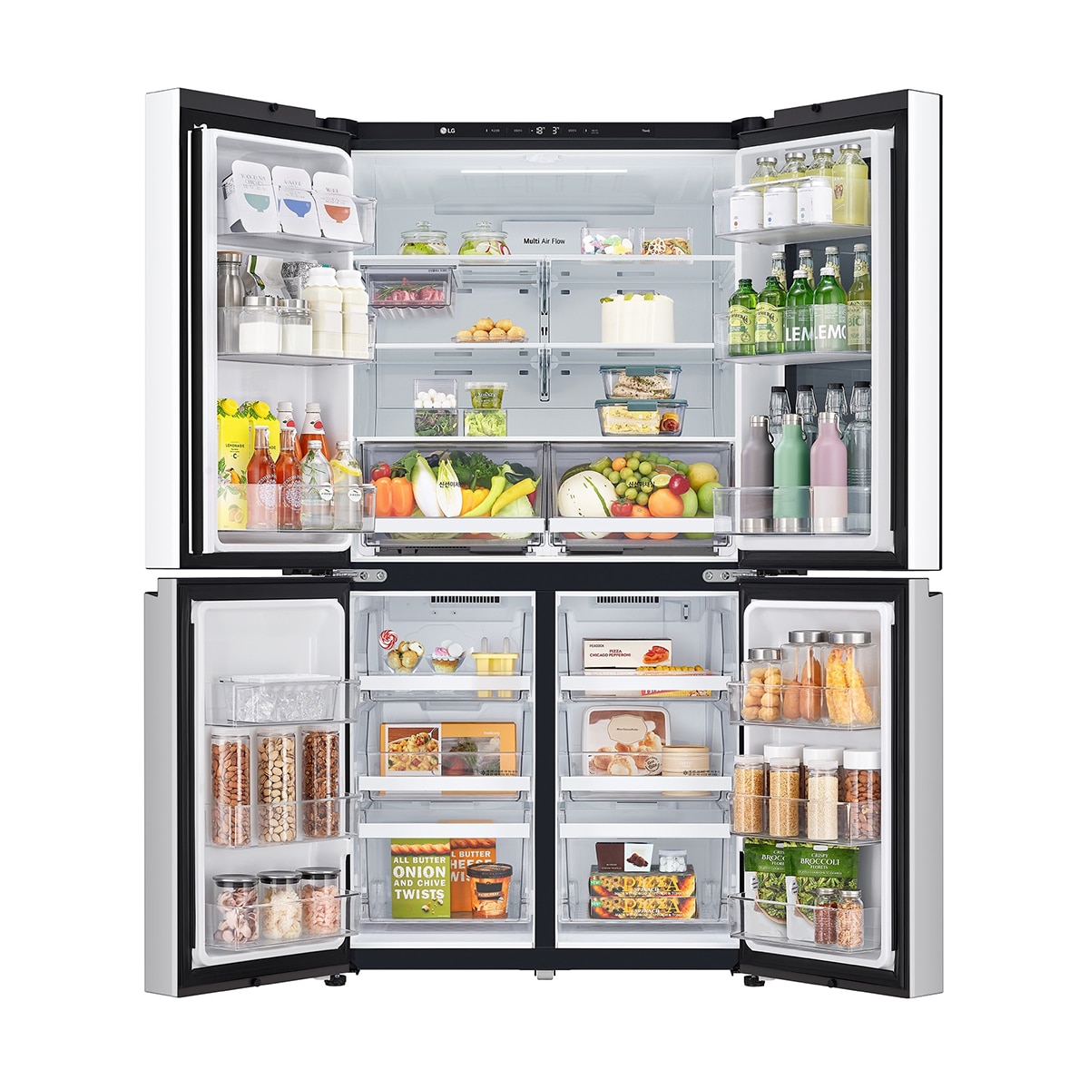 LG 오브제 노크온 냉장고 870L,메탈크림화이트&그레이