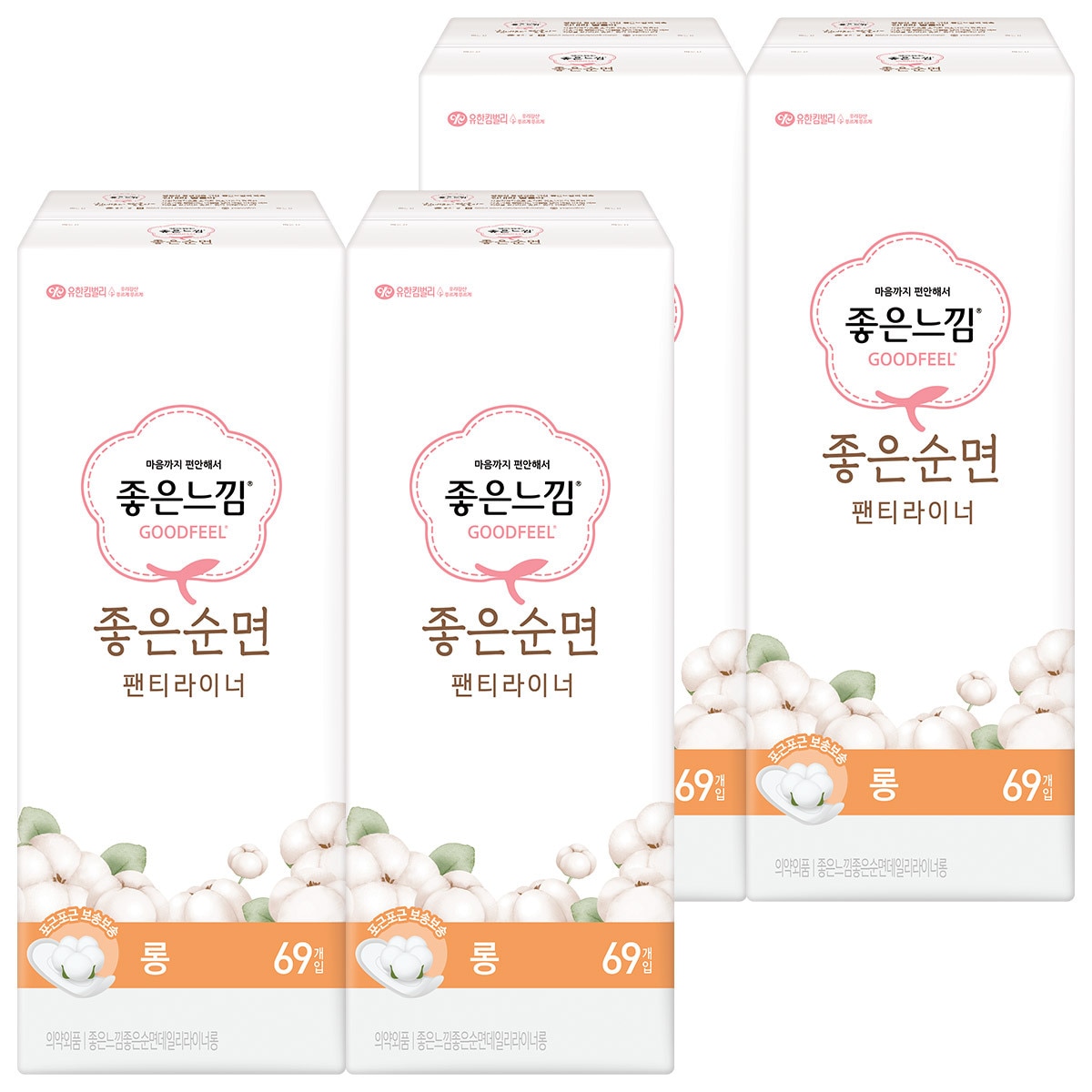 좋은느낌 좋은 순면 라이너  69개 x 4팩 - 롱