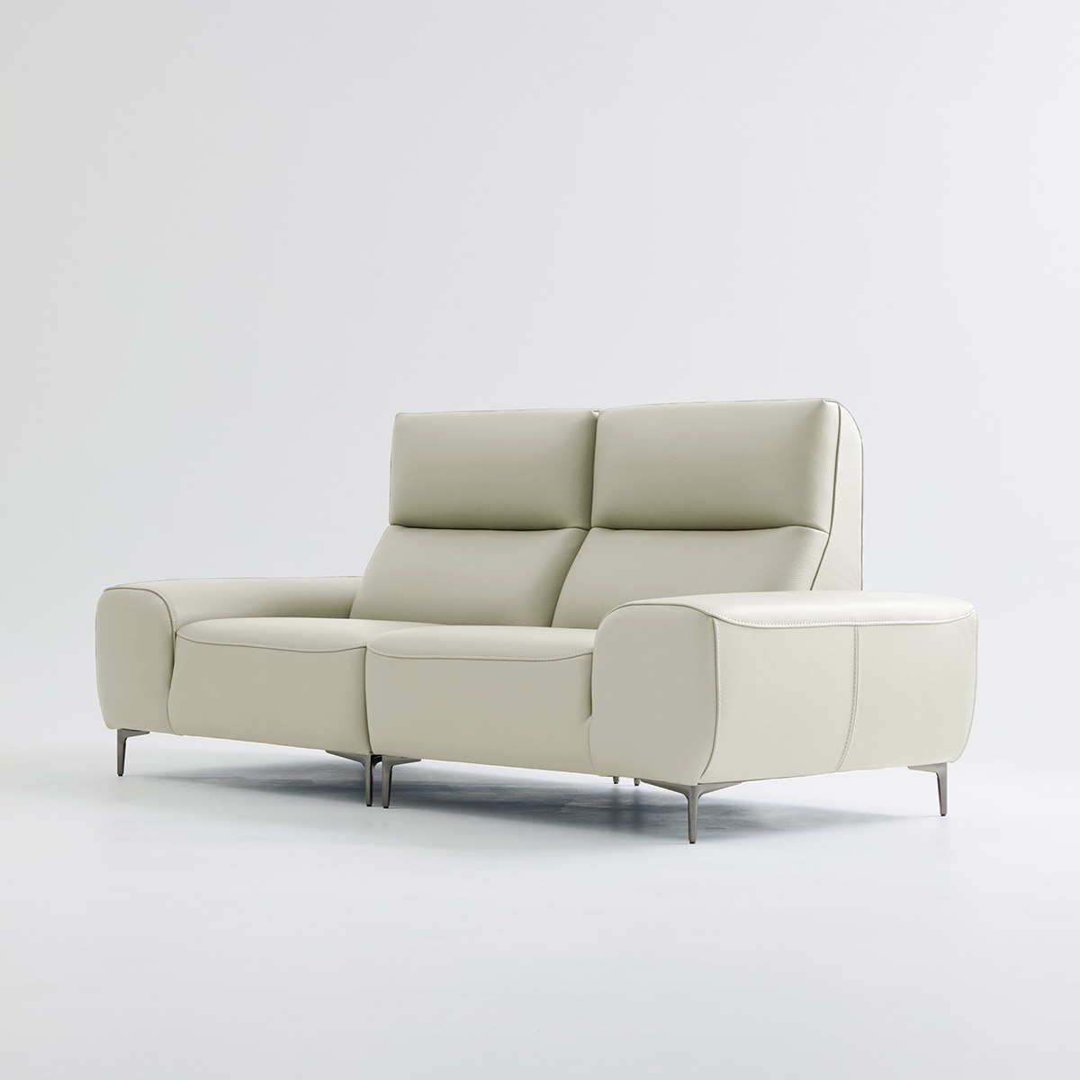 UND NA17 전체 천연 이태리 슈렁큰통가죽 3인 소파 - 크림