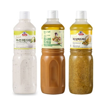 맥코믹 어니언 크림 드레싱 1kg + 레몬갈릭 드레싱 1.1kg + 비셰프 와사비 드레싱 1,060g