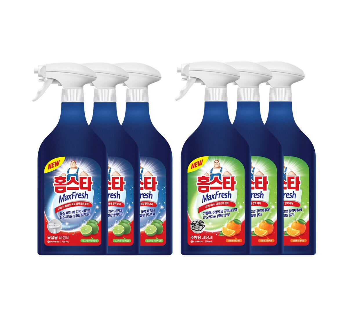 홈스타 욕실 세정제 750ml x 3 + 주방 세정제 750ml x 3