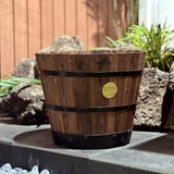 우드 배럴 플랜터, 브라운 우드 배럴 플랜터, 브라운