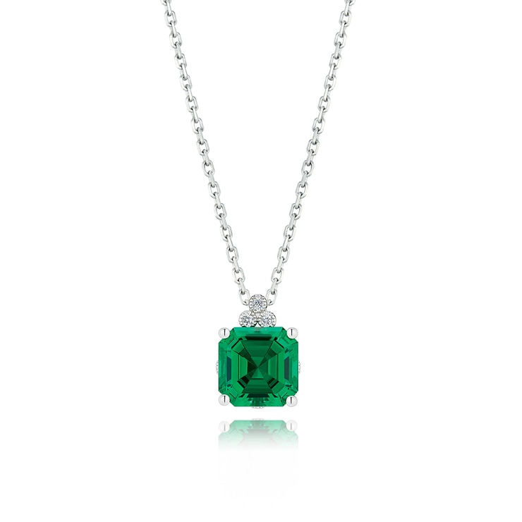 VANICH 0.0228ctw Synthetic Emerald Necklace Royal Square 686390