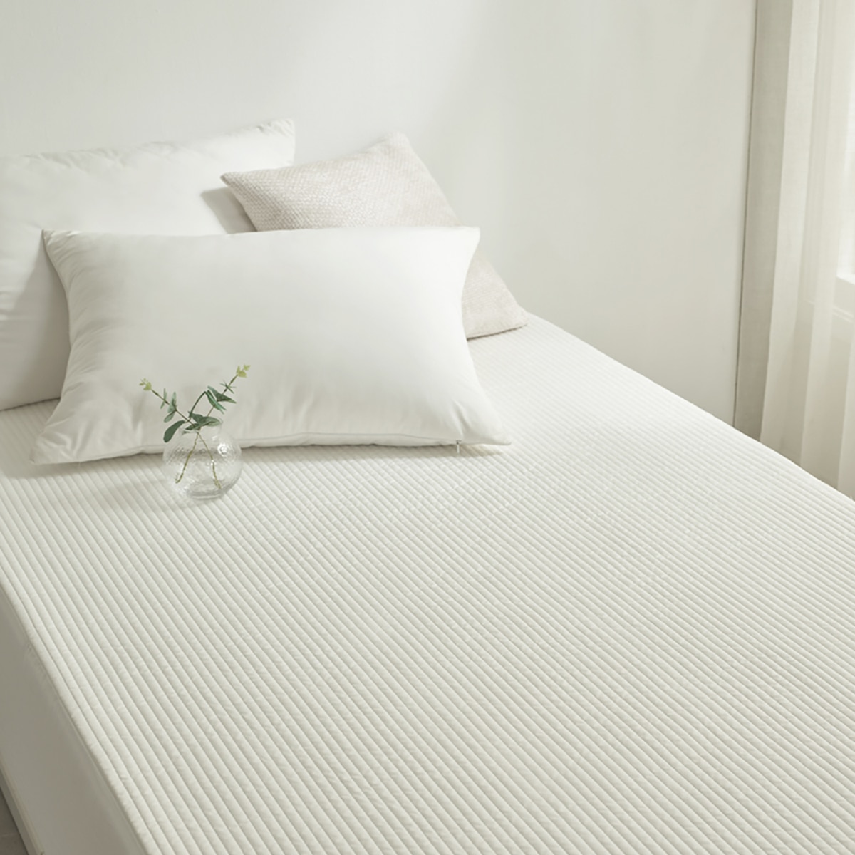 루마인 홈 순면 방수 매트리스 커버 - 싱글, 아이보리