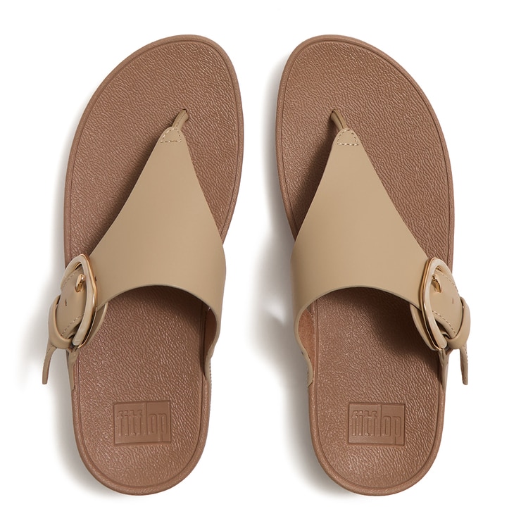 Fitflop Lulu Resin-Buckle Leather Toepostlides Fitflop Lulu Resin-Buckle Leather Toepostlides