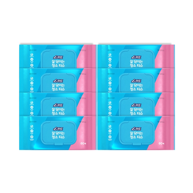 스카트 잘 닦이는 청소 티슈 60매 x 18팩
