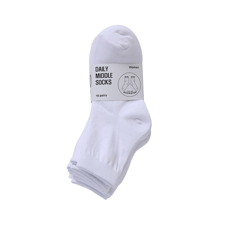 싹스탑 데일리 미들 양말 10족 - 여성 화이트