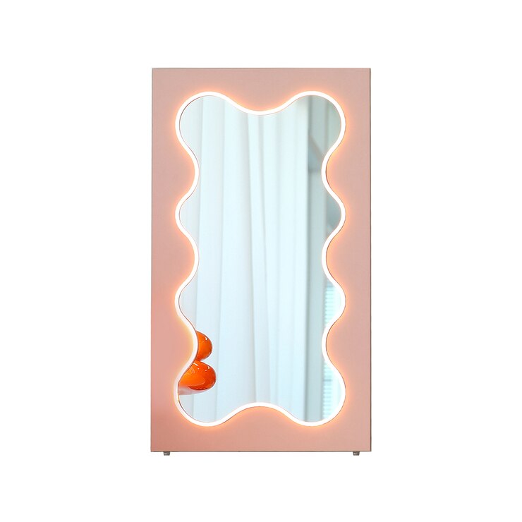 끌리마 웨이브 LED 조명 거울 - 핑크