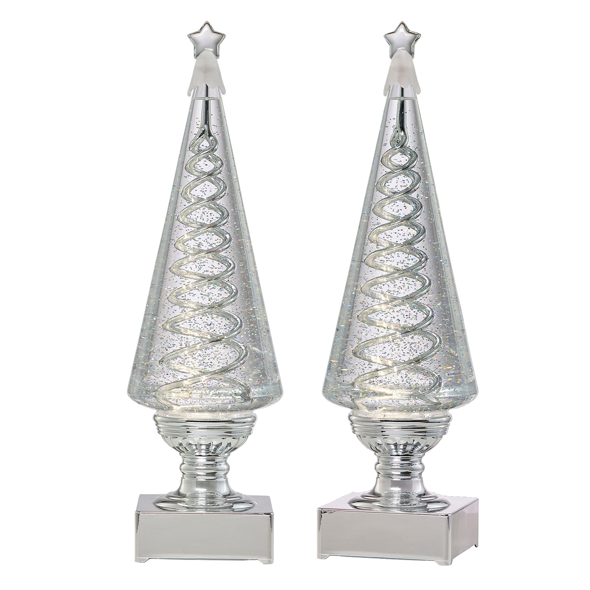 LED 크리스마스 트리 워터글로브 2개 세트 - 실버 LED 크리스마스 트리 워터글로브 2개 세트 - 실버
